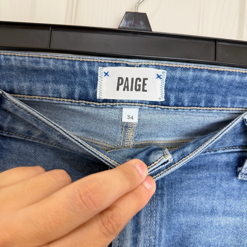 PAIGE Verdugo Ankle Blue Distressed Crop Skinny Jeans - Picture 4 of 7